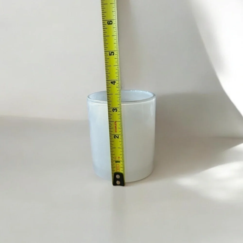 Glossy White Glass Cylinder Jar 3in tall, 2.5in diameter